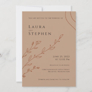 Modern Elegant Rust Botanical Wedding Invitation