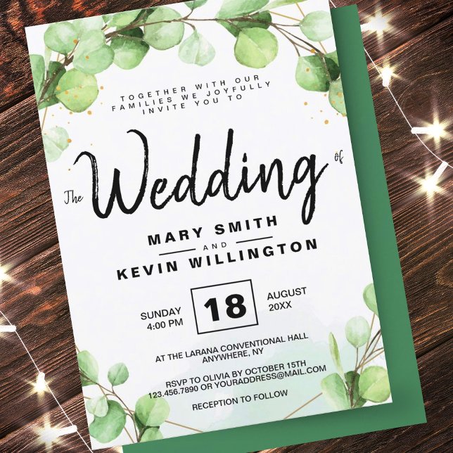 Modern Elegant Rustic Eucalyptus Wedding Invitation (Creator Uploaded)