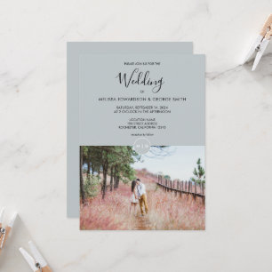 Modern elegant rustic monogram photo Wedding Invitation