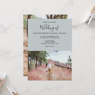 Modern elegant rustic monogram photo Wedding Invitation
