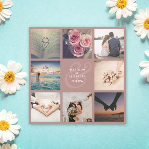 Modern Elegant Rustic Pink Photo Collage Wedding Save The Date