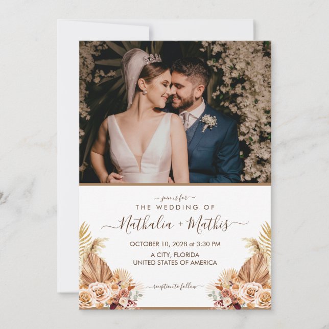 Modern Elegant Rustic with Photo Wedding  Invitation (Front)