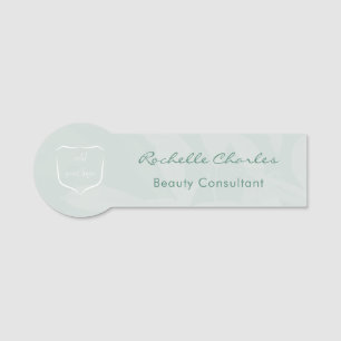 Modern Elegant Sage Green Add Logo Beauty Employee Name Tag