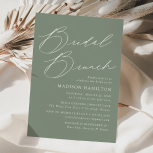 Modern Elegant Sage Green Bridal Shower Brunch Invitation