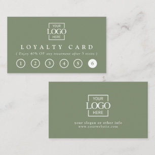 Modern Elegant Sage Green Business Logo Reward Loyalty Card