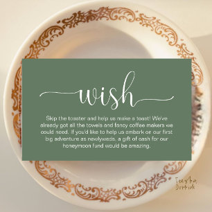 Modern Elegant Sage Green Honeymoon Wish Fund Enclosure Card