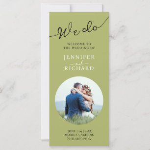 Modern Elegant Sage Green Photo Wedding Program