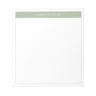 Modern Elegant Sage Green Simple Border Name  Notepad