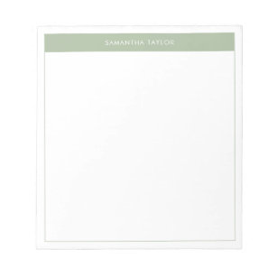 Modern Elegant Sage Green Simple Border Name  Notepad
