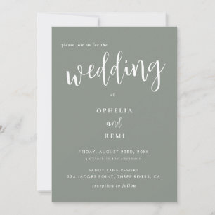 Modern Elegant Sage Green Simple Wedding   Invitation