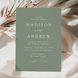 Modern Elegant Sage Green Wedding Invitation<br><div class="desc">Minimalist,  modern wedding invitations featuring your wedding details in white lettering with calligraphy script accents. The sage green background can be changed to a colour of your choice. Designed to coordinate with our Modern Elegance wedding collection.</div>