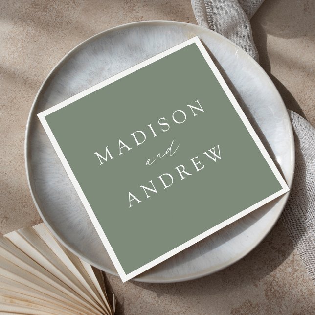 Modern Elegant Sage Green Wedding Napkin (Creator Uploaded)