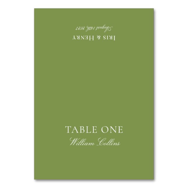 Modern Elegant Sage Green Wedding Place Card (Front)