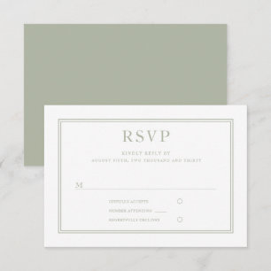 Modern Elegant Sage Green Wedding  RSVP Card