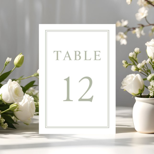 Modern Elegant Sage Green Wedding Table Number (Modern Elegant Sage Green Wedding Table Number)
