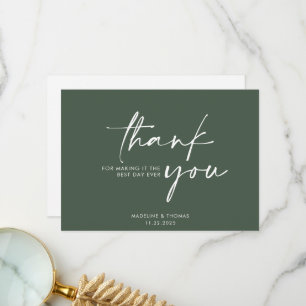 Modern Elegant Sage Green Wedding Thank You Card