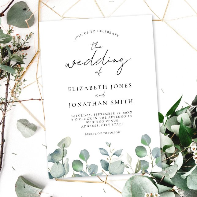 Modern Elegant Sage Greenery Wedding Invitation (Creator Uploaded)