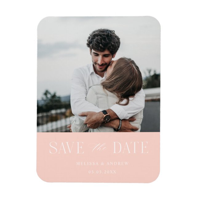 Modern Elegant Save the Date Peach Magnet (Vertical)