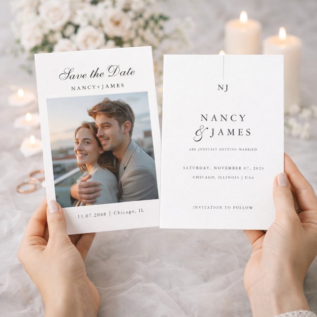 Modern Elegant Save The Date Photo Invitation (Creator Uploaded)
