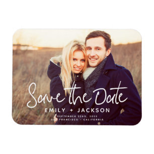 Modern Elegant Save the Date Photo White Magnet