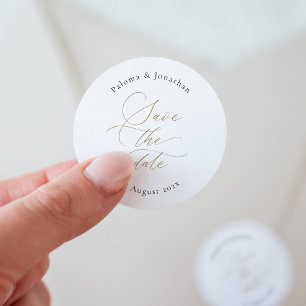 Modern Elegant Save the Date Sticker w Script Font
