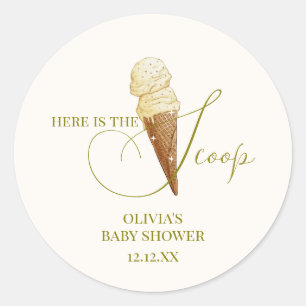 Modern Elegant Scoop Ice Cream Baby Shower  Classic Round Sticker