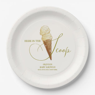 Modern Elegant Scoop Ice Cream Baby Shower  Paper Plate