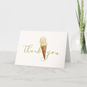 Modern Elegant Scoop Ice Cream Script Baby Shower  Thank You Card