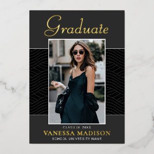 Modern Elegant Script 1 Photo Foil Grad Card