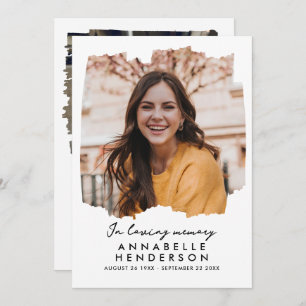 Modern Elegant Script 2-Photo Funeral/Memorial Thank You Card