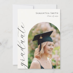 Modern Elegant Script Arch Photo Graduation Announcement