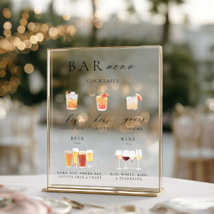 Modern Elegant Script Bar Menu Signature Acrylic Sign