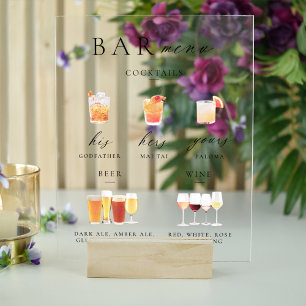 Modern Elegant Script Bar Menu Signature Acrylic Sign