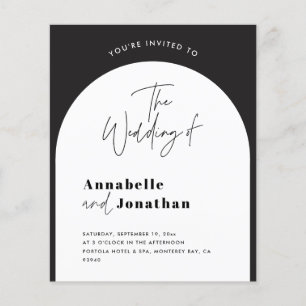 modern elegant script black and white arch wedding flyer