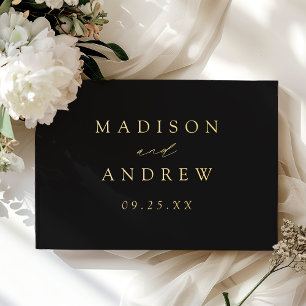 Modern Elegant Script Black Photo Wedding Guest Book