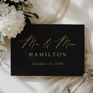 Modern Elegant Script Black Photo Wedding Guest Book