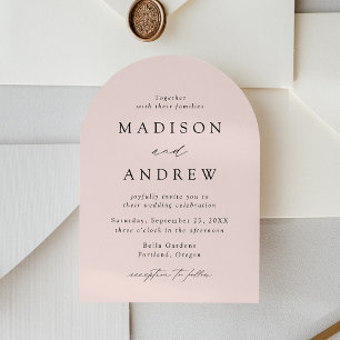 Modern Elegant Script Blush Arch Wedding Invitation