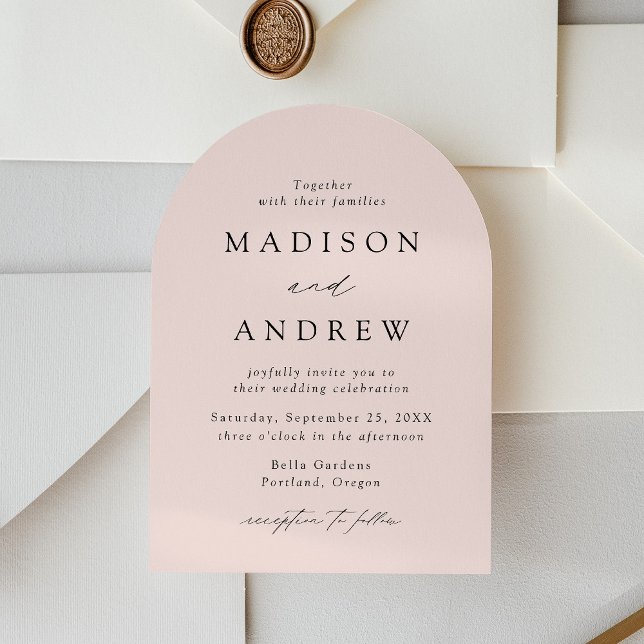 Modern Elegant Script Blush Arch Wedding Invitation (Creator Uploaded)