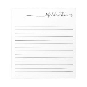 Modern Elegant Script Calligraphy Name Notepad