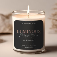 Modern Elegant Script Candle Packaging Label Black