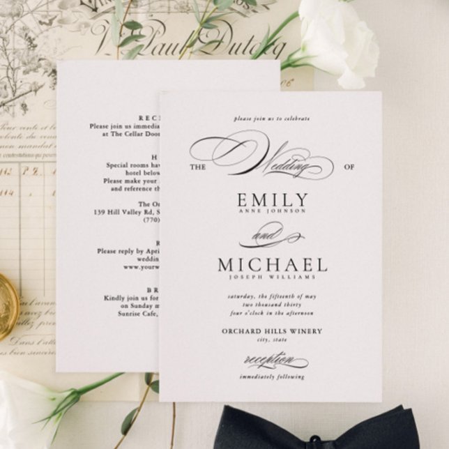 Modern Elegant Script Classic RSVP Wedding Invitation (Creator Uploaded)