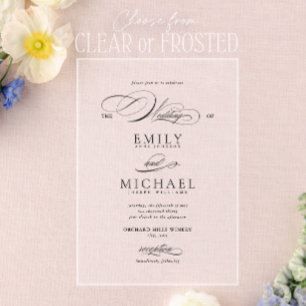 Modern Elegant Script Classic Wedding Acrylic Invitations