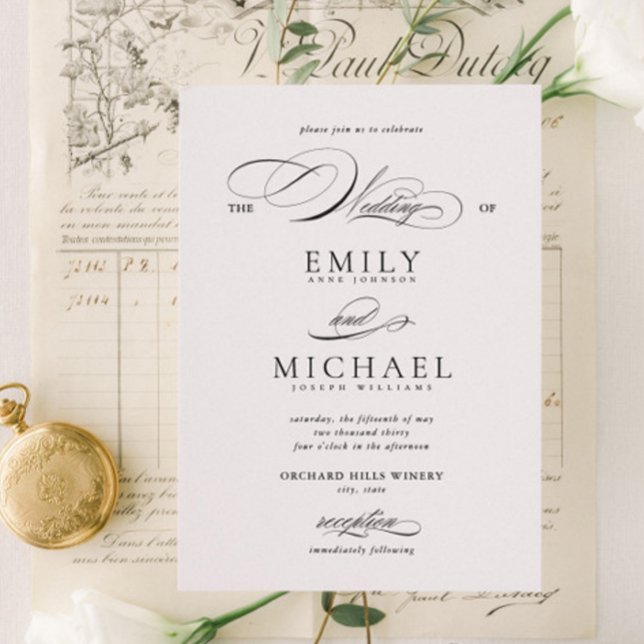 Modern Elegant Script Classic Wedding Invitation (Creator Uploaded)
