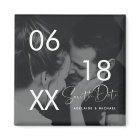 Modern Elegant Script Couple Photo Save the Date