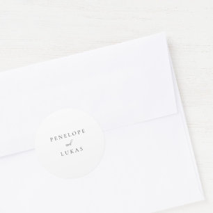 Modern Elegant Script Couples Wedding Classic Round Sticker