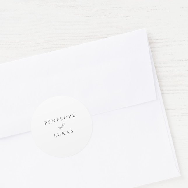 Modern Elegant Script Couples Wedding Classic Round Sticker (Creator Uploaded)