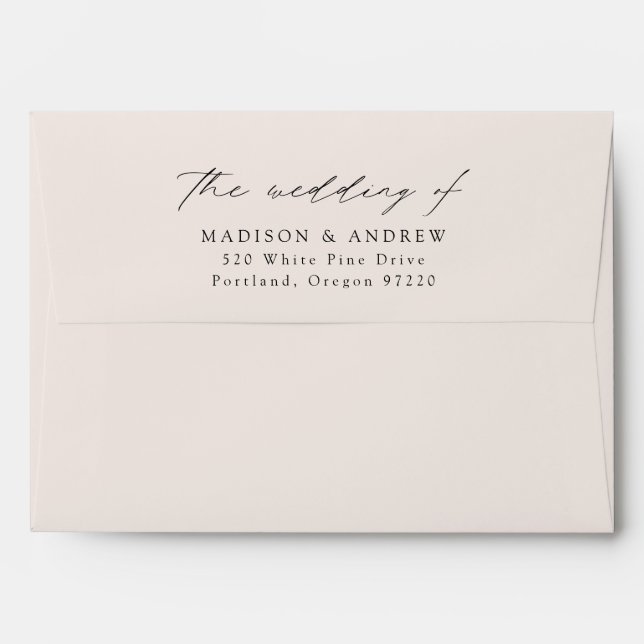 Modern Elegant Script Cream Wedding Envelope (Back (Top Flap))