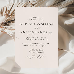 Modern Elegant Script Cream Wedding Invitation