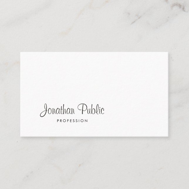 Modern Elegant Script Creative Design Classy Plain Business Card (Front)