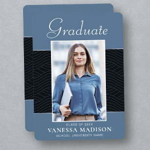Modern   Elegant Script Dusty Blue 1 Photo Grad Announcement